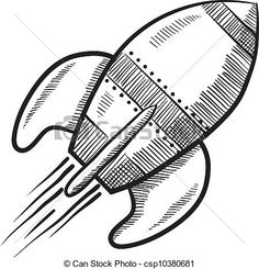 236x245 Soaring Rocket Ship Cartoon Icon. Sketch Fast Pencil Hand Drawing - Space Rocket Sketch