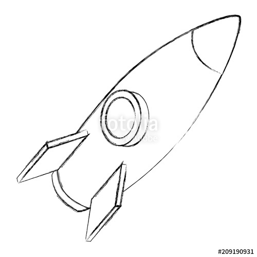 500x500 Rocket Space Ship Travel Cartoon Vector Illustration Sketch Stock - Space Rocket Sketch