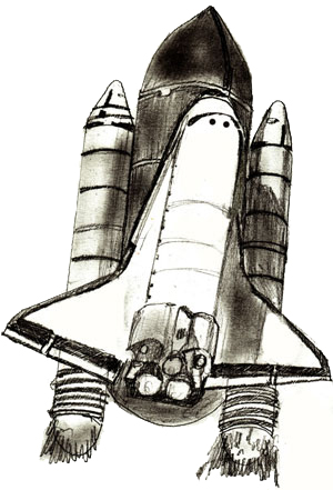 300x441 How To Draw A Spaceship - Space Shuttle Sketch