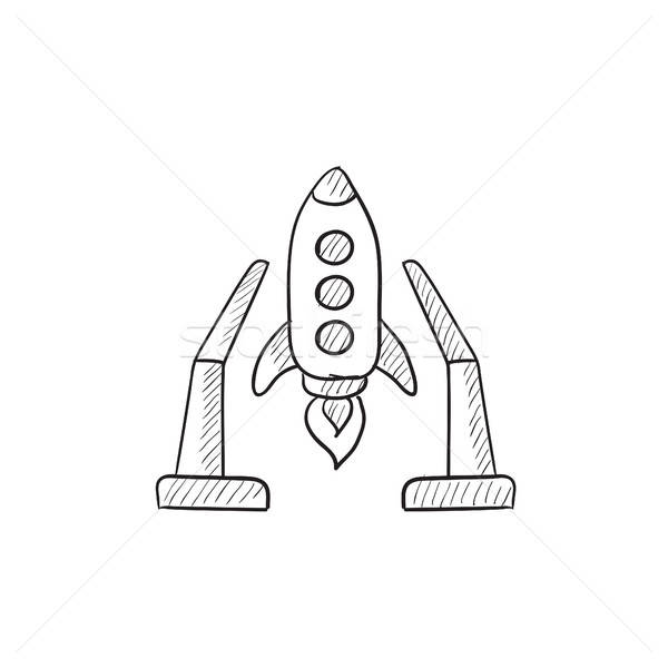 600x600 Space Shuttle On Take Off Area Sketch Icon. Vector Illustration - Space Shuttle Sketch