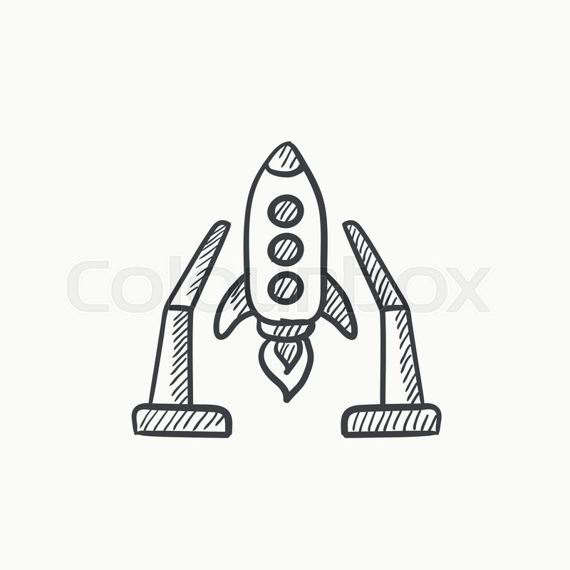 800x800 Space Shuttle On Take Off Area Vector Sketch Icon Isolated On - Space Shuttle Sketch