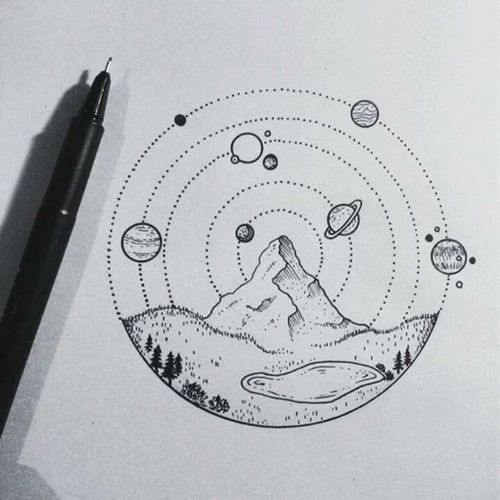 500x500 Space Mountain Cute Tho! Artist By Nature - Space Sketch