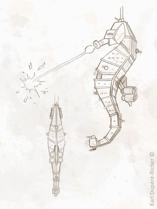 500x665 Sketch By Karl Richer Spaceships Amp Space Stations - Space Station Sketch