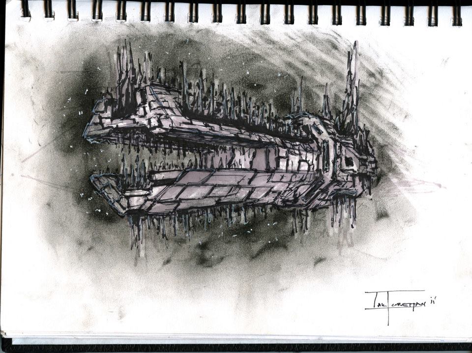 960x718 Space Station Concept Sketch By Zakforeman - Space Station Sketch