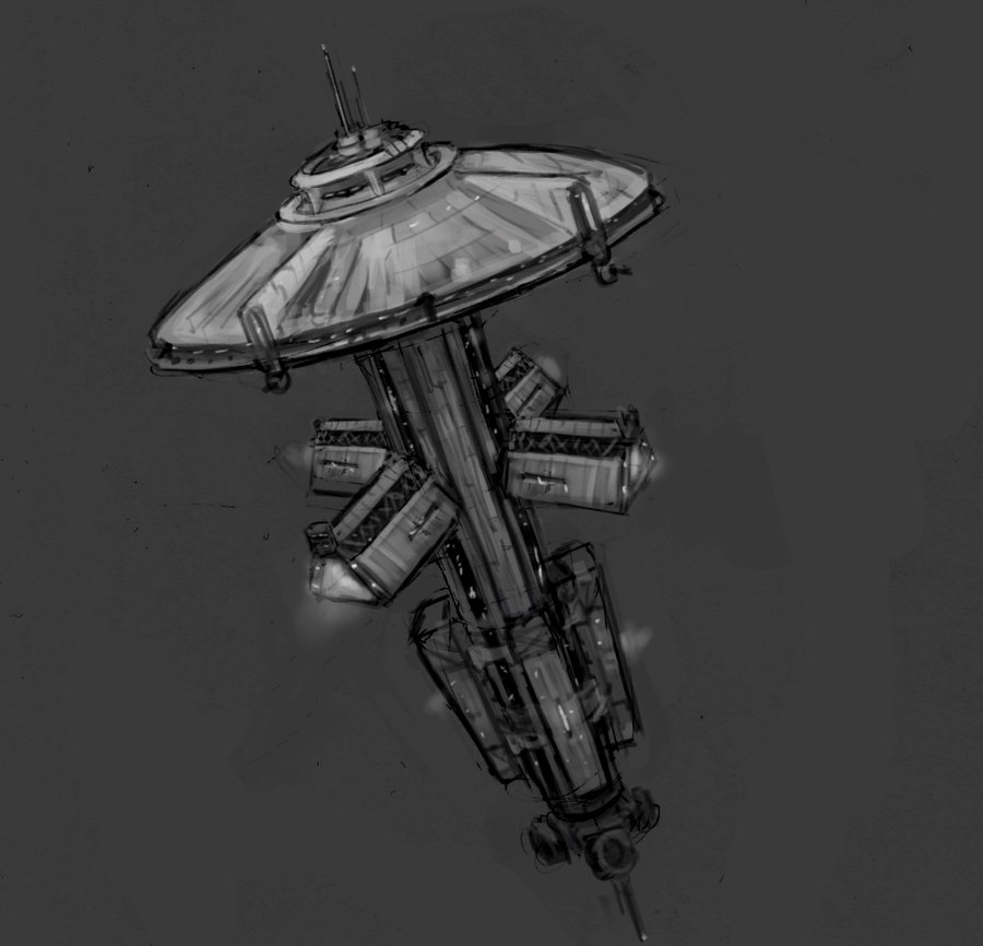 900x866 Space Station Sketch Commission By Modalmechanica - Space Station Sketch