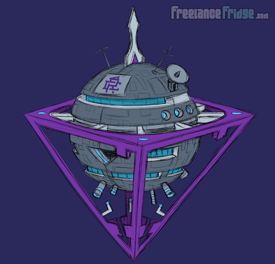 900x866 Blog Freelance Fridge Illustration Amp Character Design - Space Station Sketch