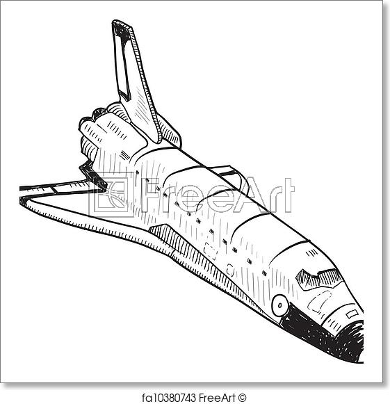 561x581 Free Art Print Of Space Shuttle Sketch. Doodle Style Space Shuttle - Spacecraft Sketch