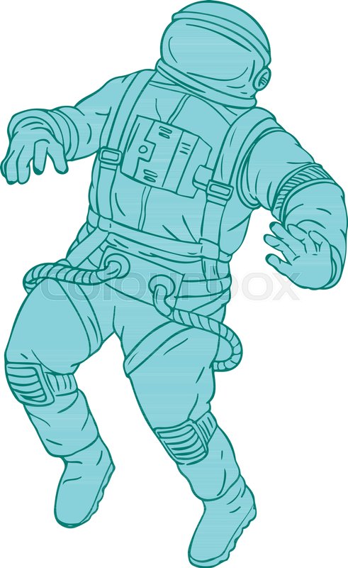 491x800 Drawing Sketch Style Illustration Of An Astronaut, Cosmonaut Or - Spaceman Sketch