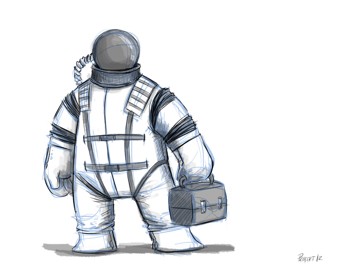 1100x850 Tim Probert Spaceman - Spaceman Sketch