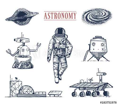 500x446 Astronaut Spaceman. Planets In Solar System. Astronomical Galaxy - Spaceman Sketch