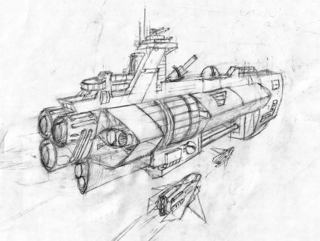 1024x771 Spaceship Sketch By Hammerade - Spaceship Sketch