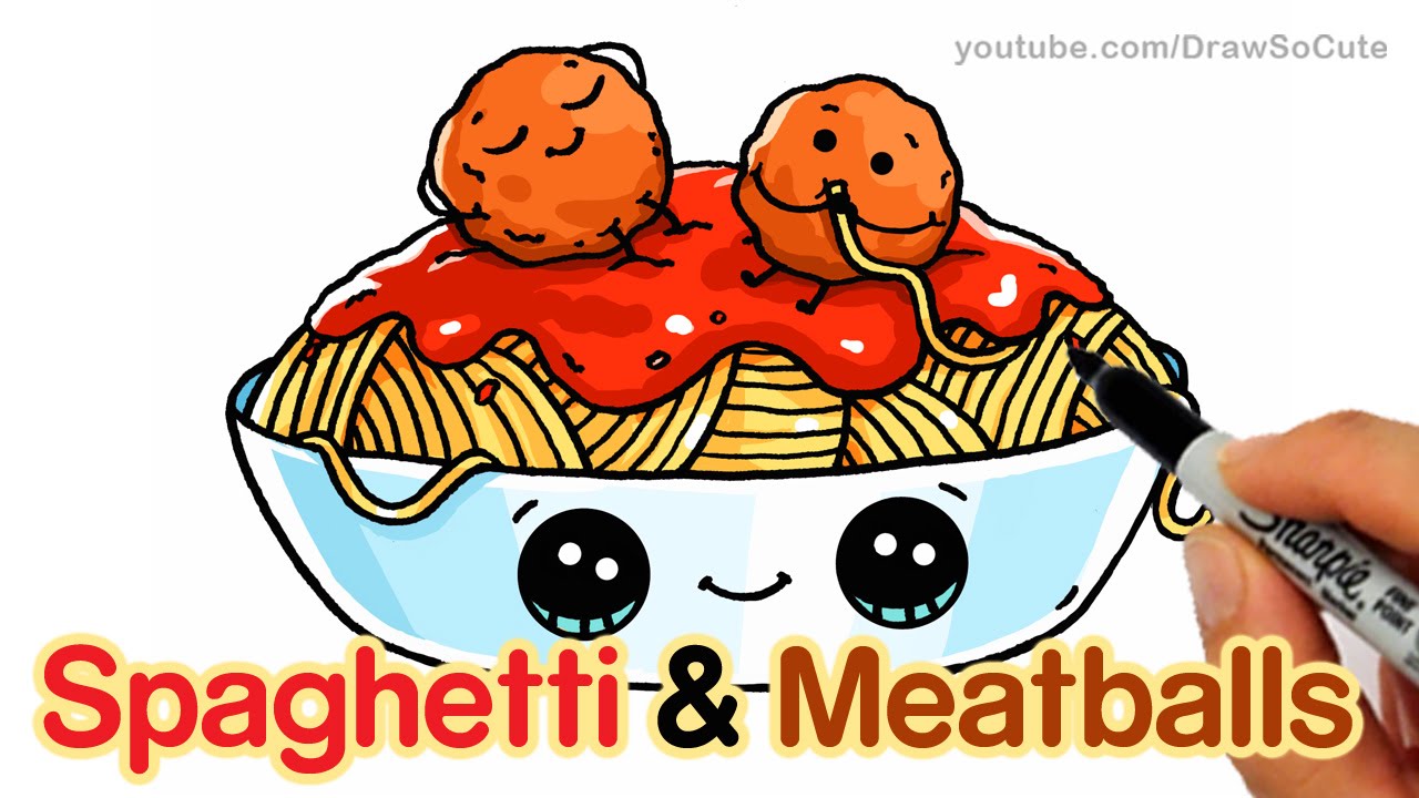 1280x720 How To Draw Spaghetti And Meatballs Step By Step Easy - Spaghetti Sketch