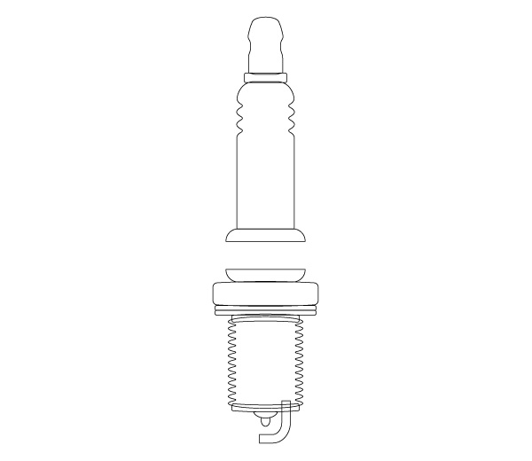 600x520 Rendering A 2d Spark Plug Diagram From 3d Components In Illustrator - Spark Plug Sketch