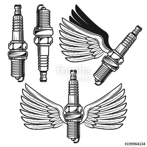 500x500 Spark Plug With Angelic Wings Vector Objects Stock Image And - Spark Plug Sketch