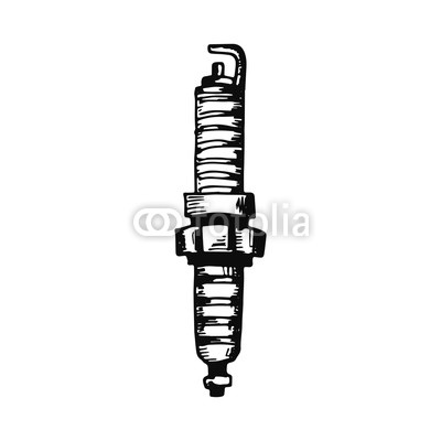 400x400 Automotive Spark Plug Part Sketch Isolated On White Background - Spark Plug Sketch