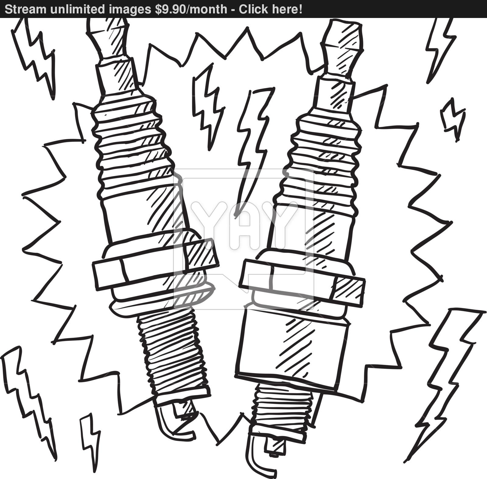 1600x1573 Spark Plug Vector Sketch Vector - Spark Sketch