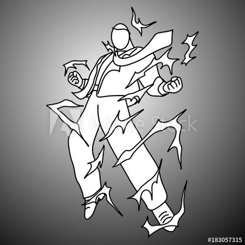 500x500 Very Angry Businessman With Electric Spark Vector Illustration - Spark Sketch