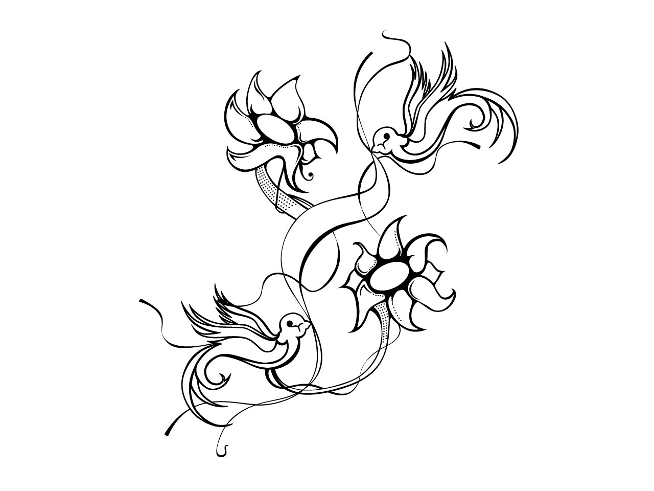 1280x960 Collection Of Sparrow With Ribbon Tattoo Designs - Sparrow Sketch Tattoo