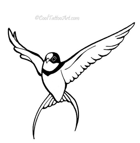 550x562 Outline Flying Sparrow Tattoo Design Sample - Sparrow Sketch Tattoo