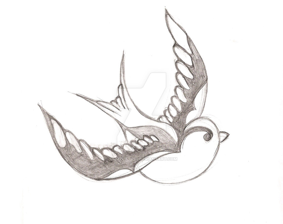 900x715 Sparrow Tattoo By Dizzycat499 - Sparrow Sketch Tattoo