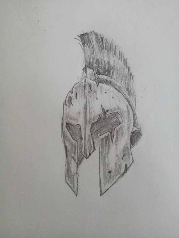 Spartan Helmet Sketch at PaintingValley.com | Explore collection of ...