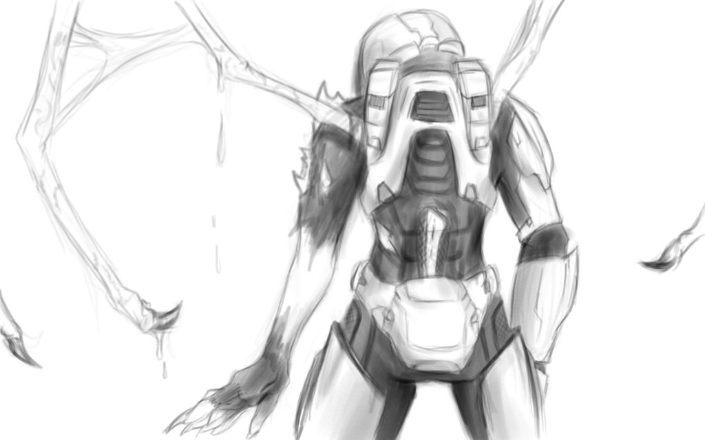 1024x640 Infested Spartan Sketch By F E N N - Spartan Sketch