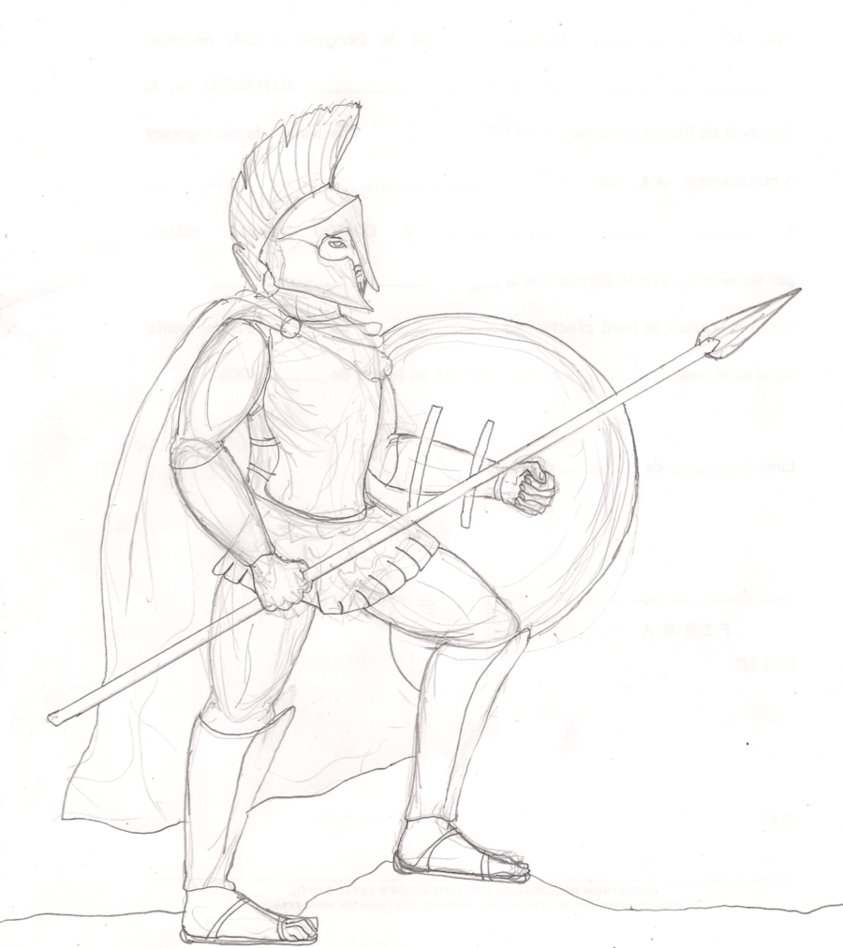 Spartan warrior drawing easy.