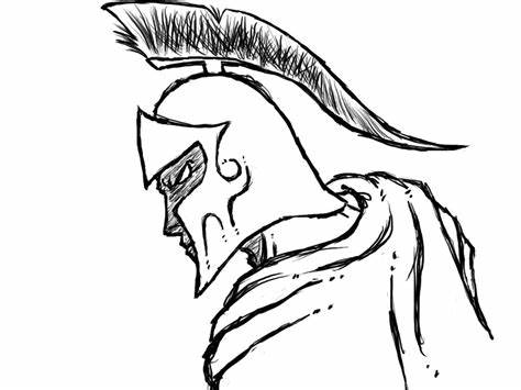 474x355 Easy Spartan Drawing. How To Draw A Warrior Step By - Spartan Sketch
