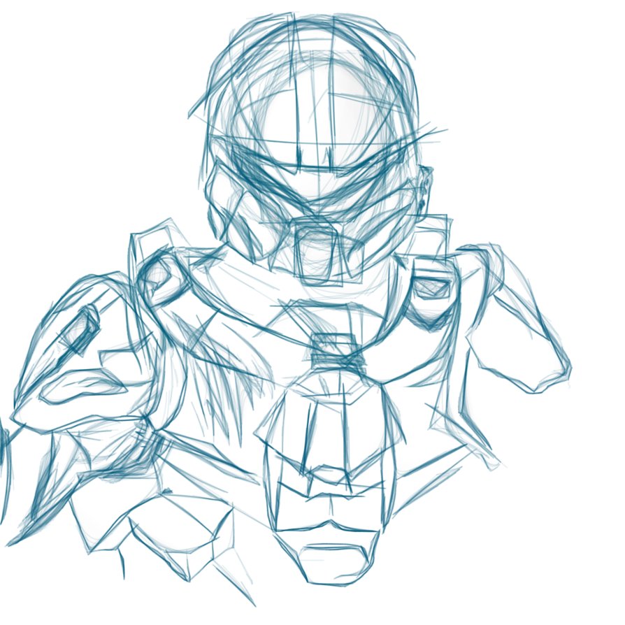 894x894 Halo - Spartan Sketch