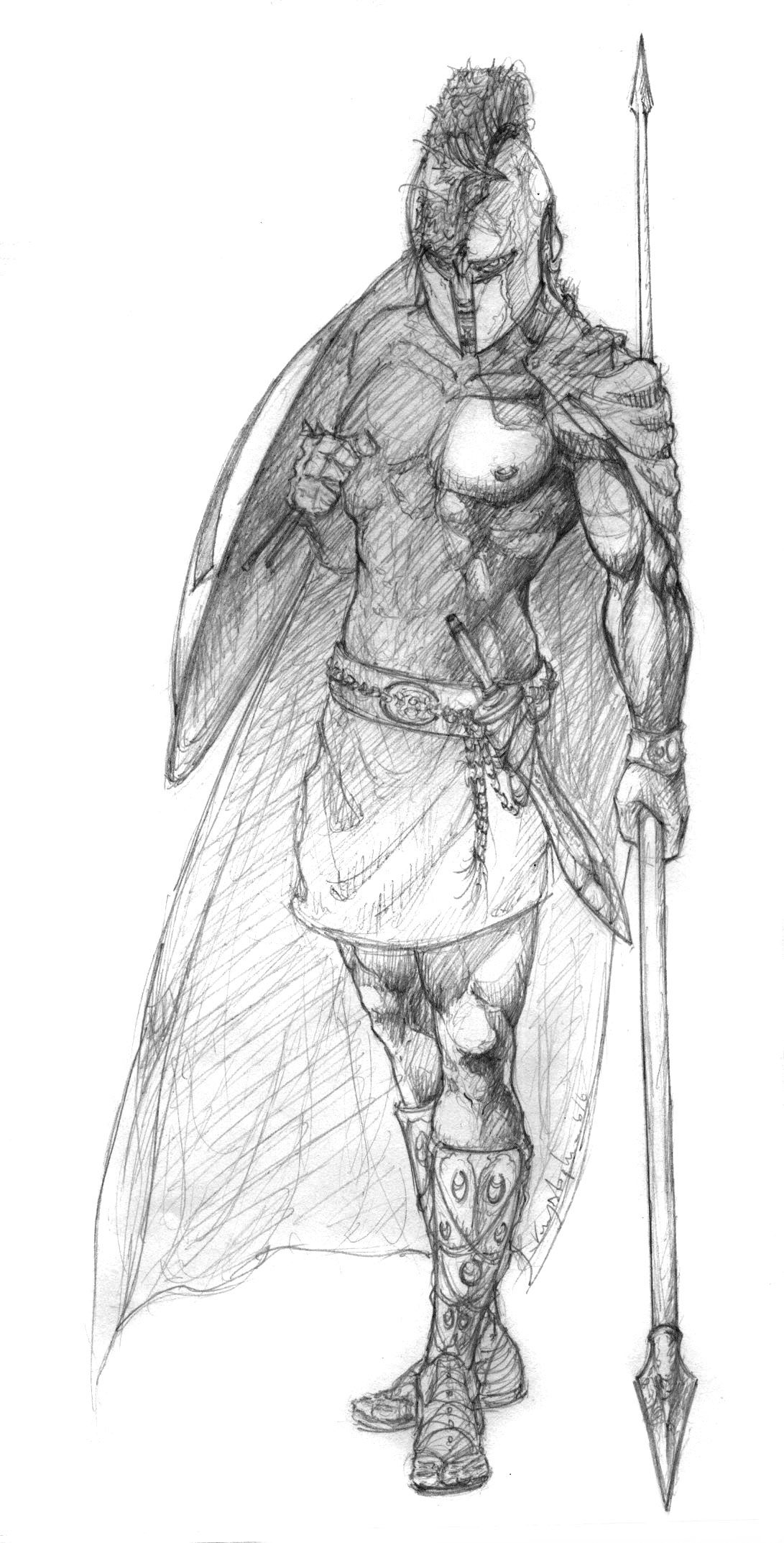 1091x2146 - Spartan Warrior Sketch