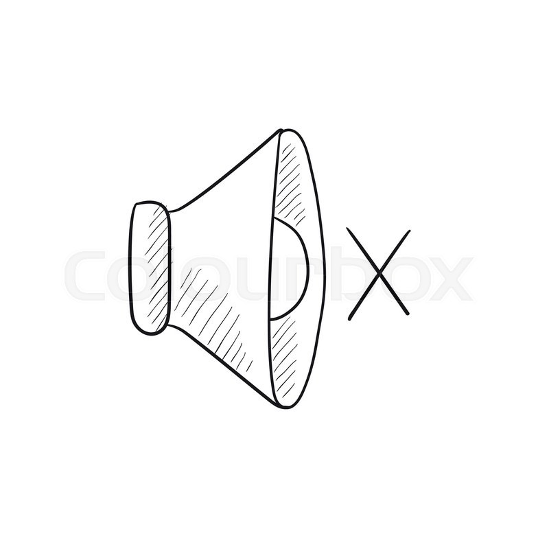 800x800 Mute Speaker Vector Sketch Icon Isolated On Background. Hand Drawn - Speaker Sketch