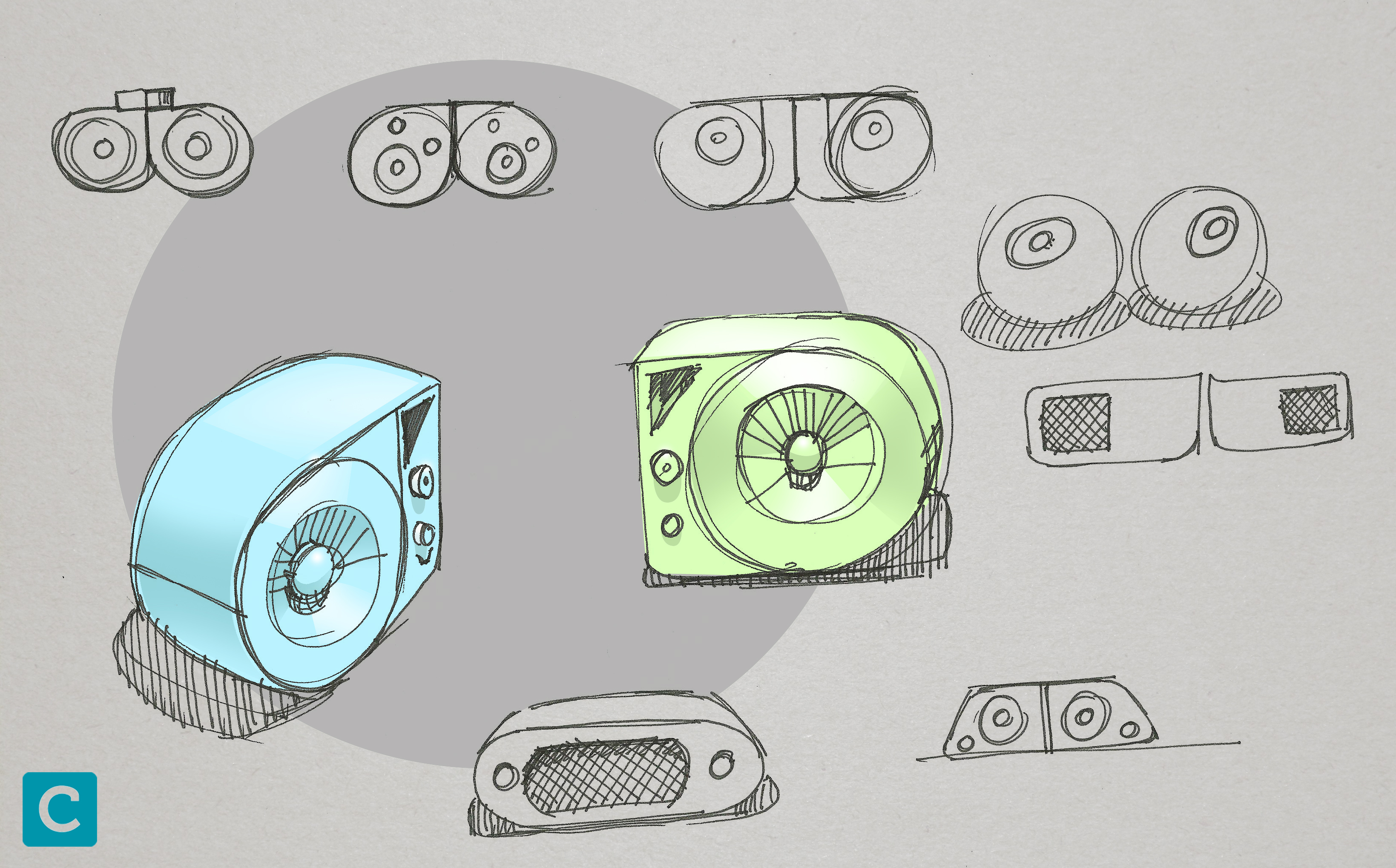 3278x2038 Photoshop Sketch Speakers Cale Moore - Speaker Sketch