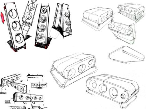 468x351 Speaker Design By Industry Pdx For Aperion. Industrial - Speaker Sketch