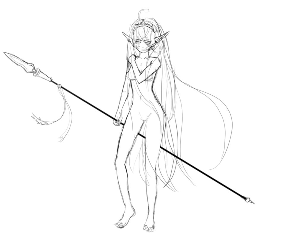 948x843 Spear Girl Sketch By Opplet - Spear Sketch