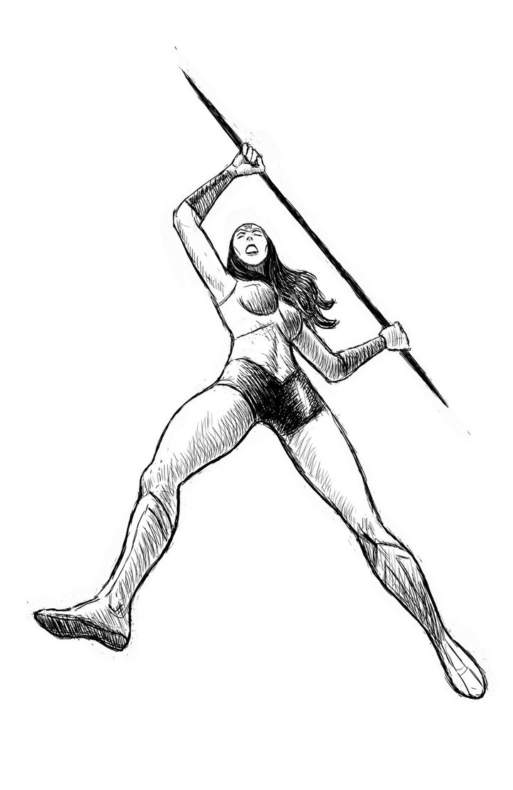 721x1109 Wonder Woman With A Spear (Sketch) By Elforeman - Spear Sketch