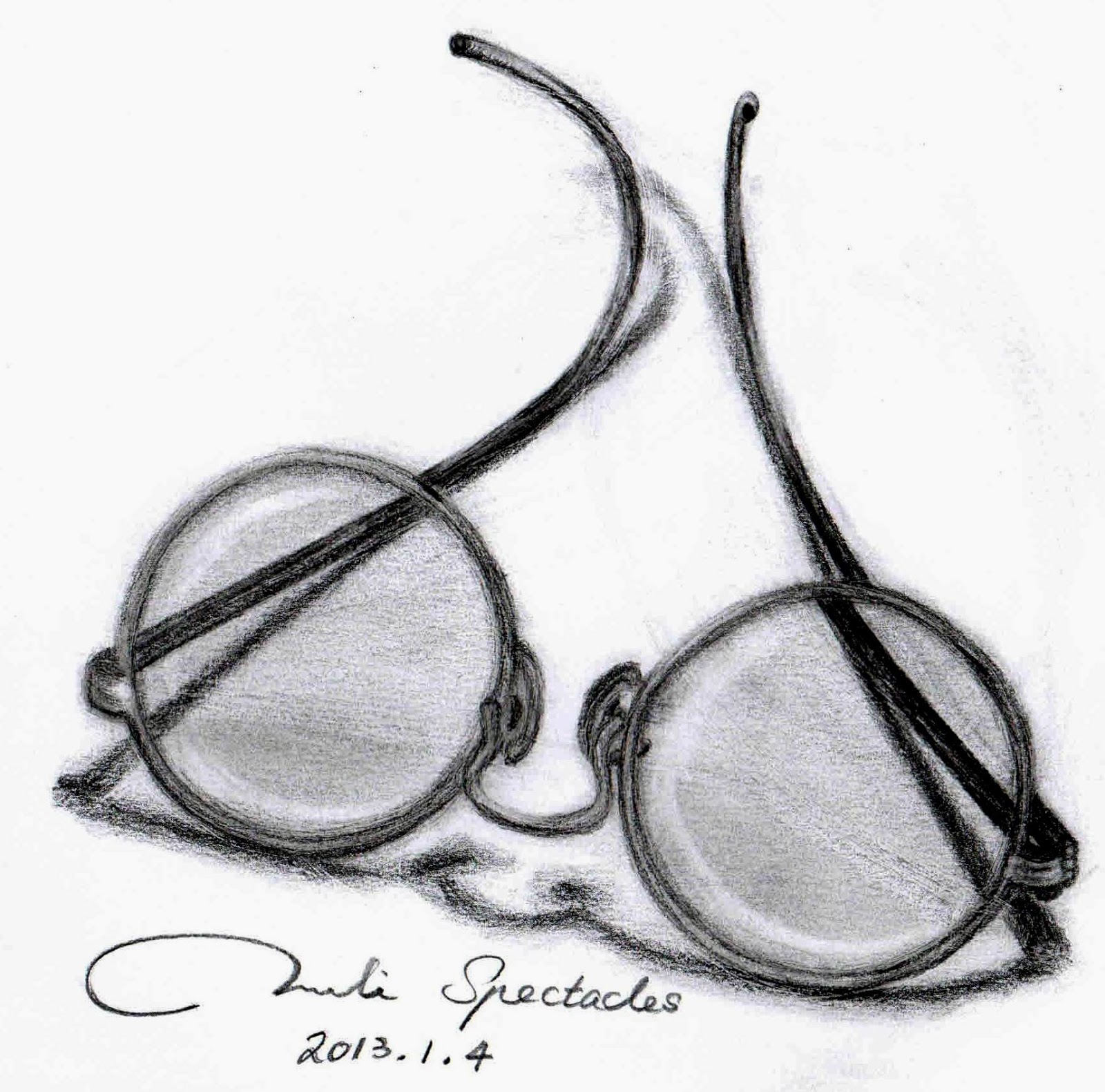 1600x1581 Pencil Sketch Gallery A Pair Of Old Spectacles - Spectacles Sketch