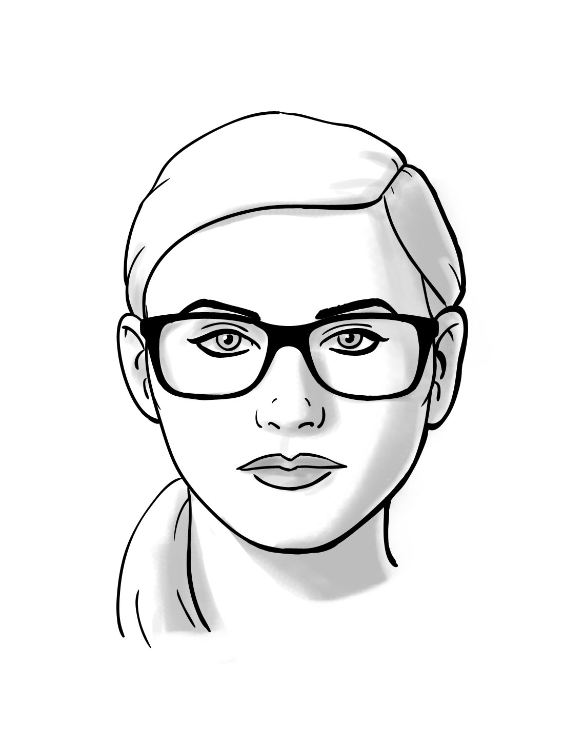 Нарисованное лицо в очках