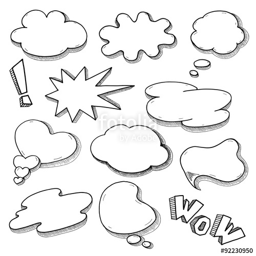 500x500 Vector Speech Bubble Set In Comics Style, Hand Drawn Sketch - Speech Bubble Sketch