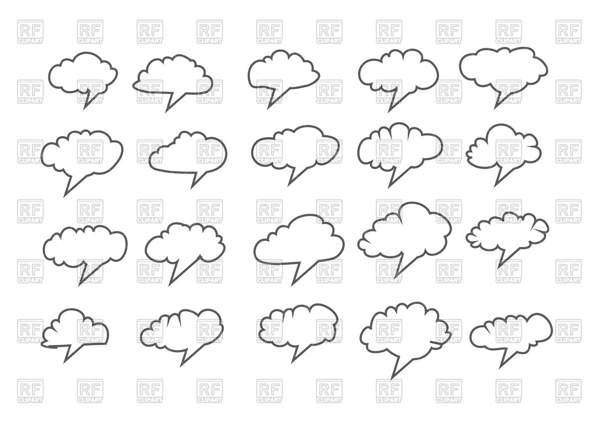 1200x848 Cloud Speech Bubbles In Sketch Style Vector Image Vector Artwork - Speech Bubble Sketch