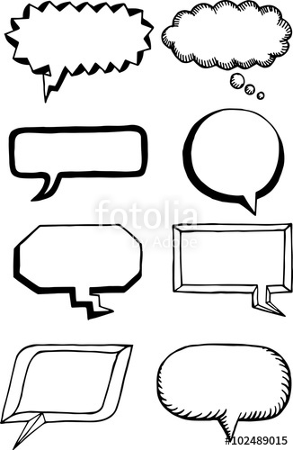 326x500 Hand Drawn Thought And Speech Bubbles And Balloons. Blank Empty - Speech Bubble Sketch
