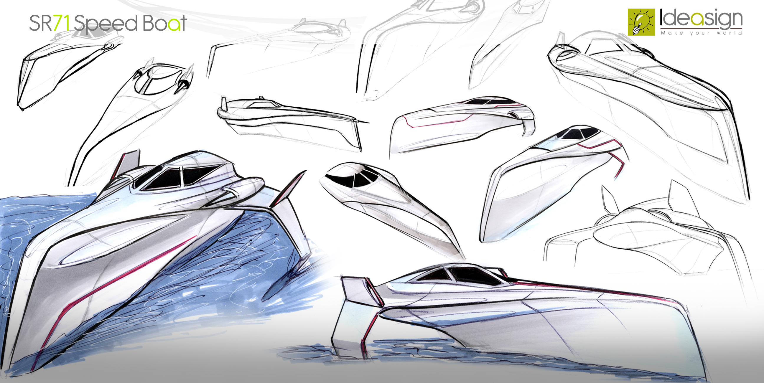 2592x1300 Speed Boat - Speed Boat Sketch