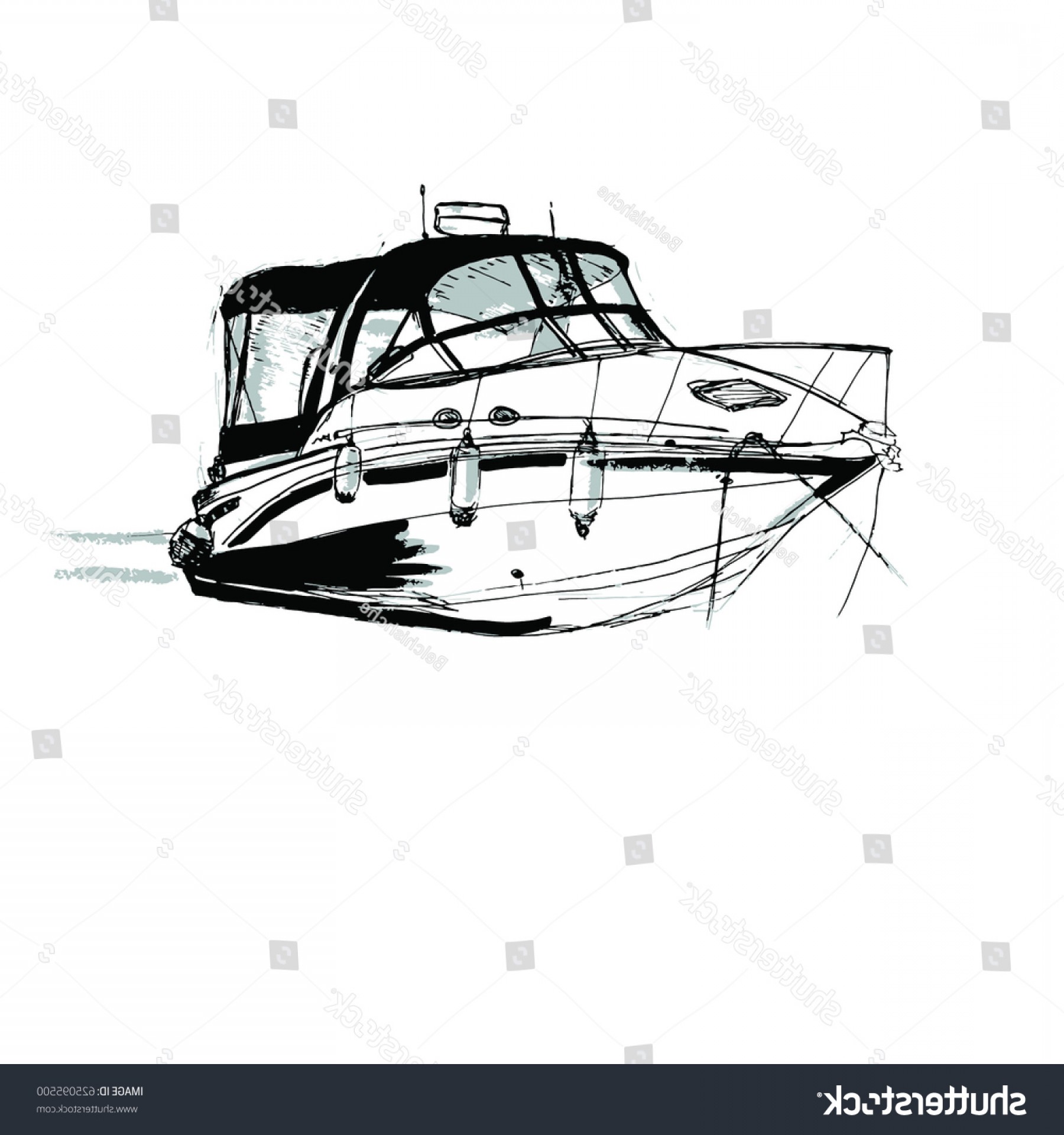 1800x1920 Yacht Boat Hand Drawn Sketch Vector Shopatcloth - Speed Boat Sketch