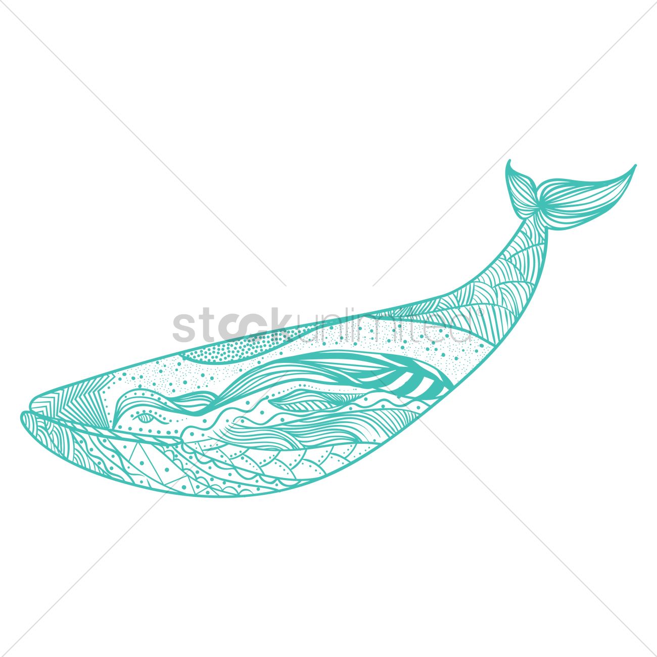 1300x1300 Decorative Sperm Whale Design Vector Image - Sperm Whale Sketch