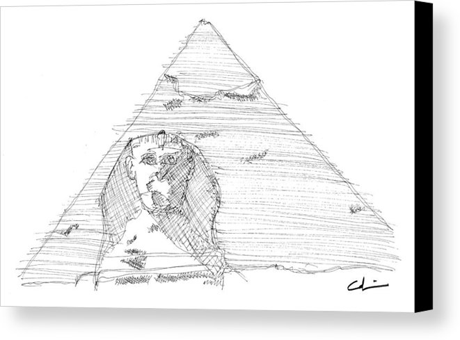 661x489 Great Pyramid Sphinx Sketch Canvas Print Canvas Art By Calvin Durham - Sphinx Sketch