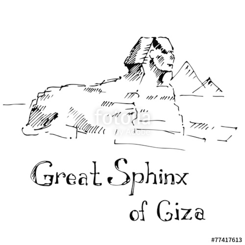 500x500 Great Sphinx Of Giza. Sketch. Vector Illustration. Stock Image - Sphinx Sketch