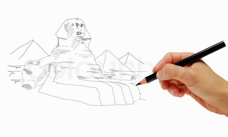 800x482 Hand Draw Sketch Sphinx With Pyramid Stock Photo Colourbox - Sphinx Sketch
