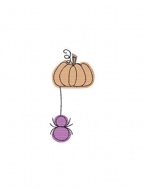 489x640 Simple Pumpkin And Spider Sketch Embroidery Design - Spider Sketch