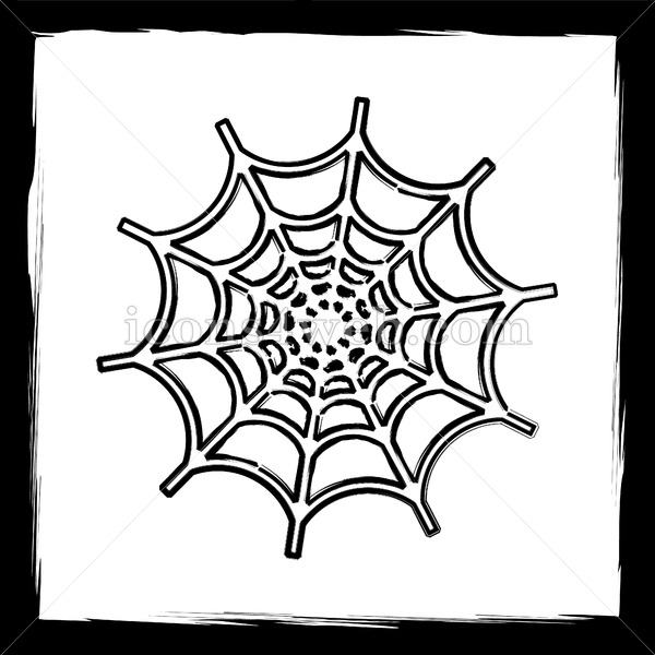 600x600 Spider Web Sketch Icon. - Spider Sketch