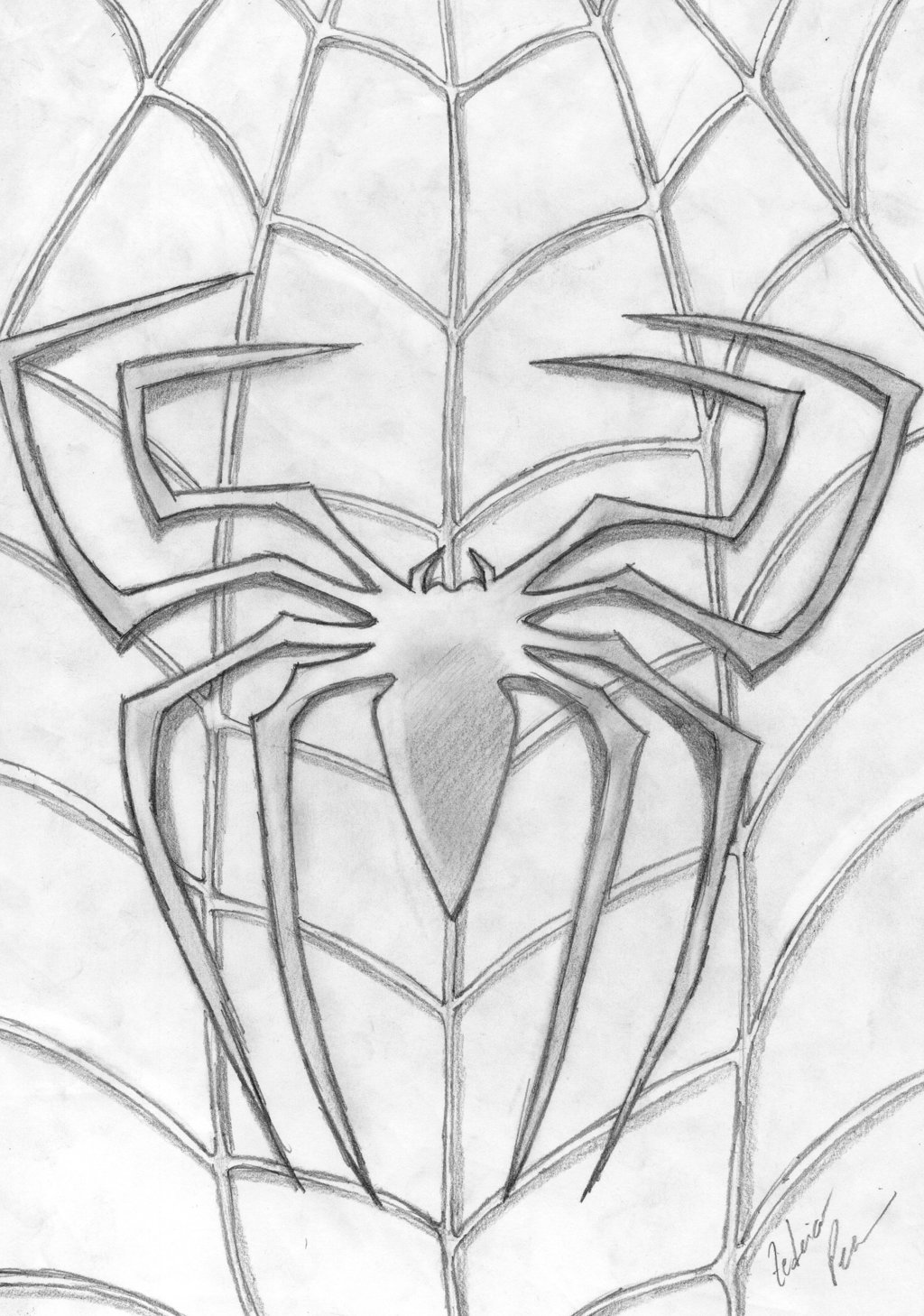 1024x1458 Spider Man 3 Logo By Malki0r - Spiderman 3 Sketch