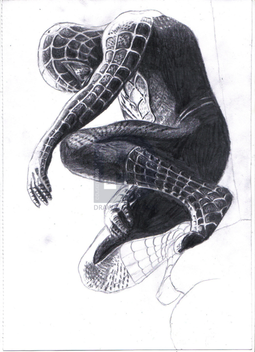 523x720 How To Draw Black Spiderman, Black Spiderman, Step By Step - Spiderman 3 Sketch